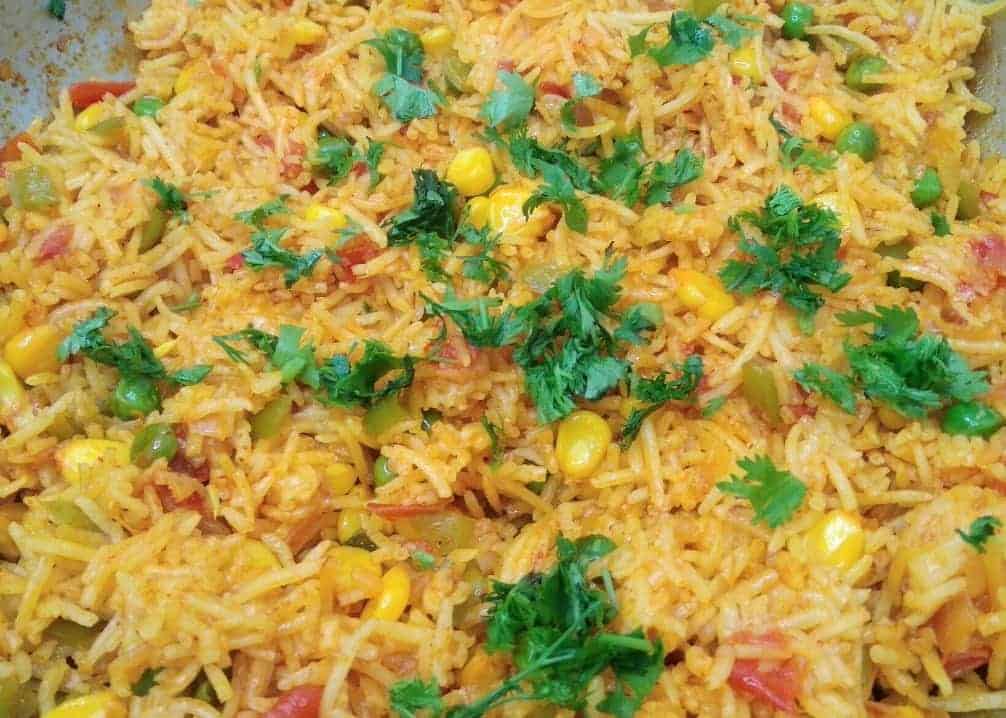 add 2 teaspoons chopped coriander in cheese pulao recipe